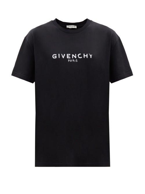 Matchesfashion.com Givenchy - Distressed Logo-print Cotton-jersey T-shirt - Womens - Black