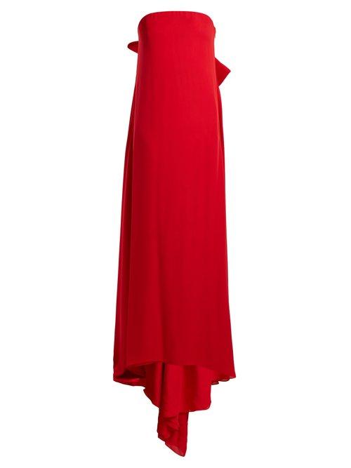 Matchesfashion.com Oscar De La Renta - Bow Detail Strapless Silk Gown - Womens - Red