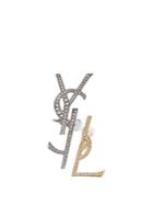 Saint Laurent Set Of Two Embellished Monogram Clip-on Earrings