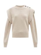 Isabel Marant - Peggy Buttoned-shoulder Ribbed Sweater - Womens - Beige