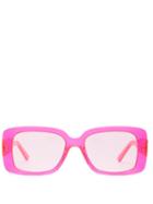 Matchesfashion.com Balenciaga - Square Logo Plaque Acetate Sunglasses - Womens - Pink