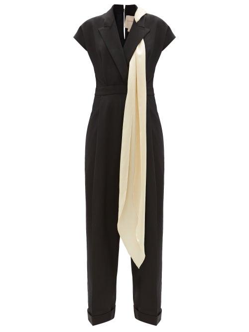 Roksanda - Romana Sash-neck Crepe Wide-leg Jumpsuit - Womens - Black