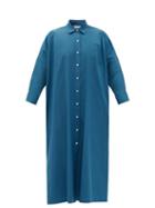 Matchesfashion.com Jil Sander - Side-slit Cotton-poplin Shirt Dress - Womens - Blue