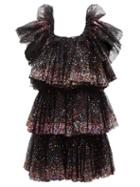 Ashish - Tiered Ombr-sequinned Tulle Midi Dress - Womens - Black Multi