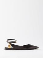 Tom Ford - Padlock Leather Point-toe Flats - Womens - Black