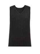 Homme Pliss Issey Miyake - V-neck Technical-pleated Tank Top - Mens - Black