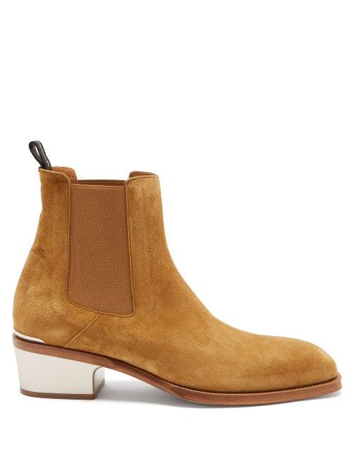 Matchesfashion.com Alexander Mcqueen - Square-toe Metal-heel Suede Boots - Mens - Brown