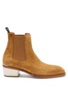 Matchesfashion.com Alexander Mcqueen - Square-toe Metal-heel Suede Boots - Mens - Brown