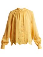 See By Chloé Floral-embroidered Satin-crepe Blouse