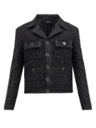 Matchesfashion.com Amiri - Silk-trimmed Cropped Boucl Jacket - Mens - Black