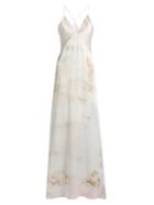 Galvan Tie-dye V-neck Sleeveless Silk-satin Gown