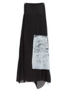 Ladies Rtw Omer Asim - Pleated-panel Silk-crepe Dress - Womens - Black Blue