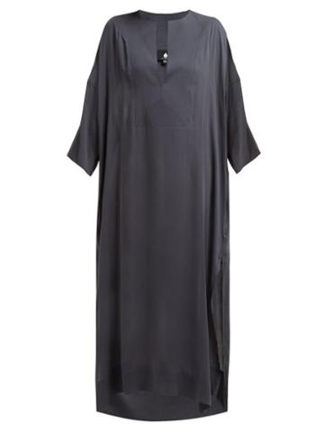 Matchesfashion.com Su Paris - Hava Open Neck Kaftan - Womens - Dark Blue