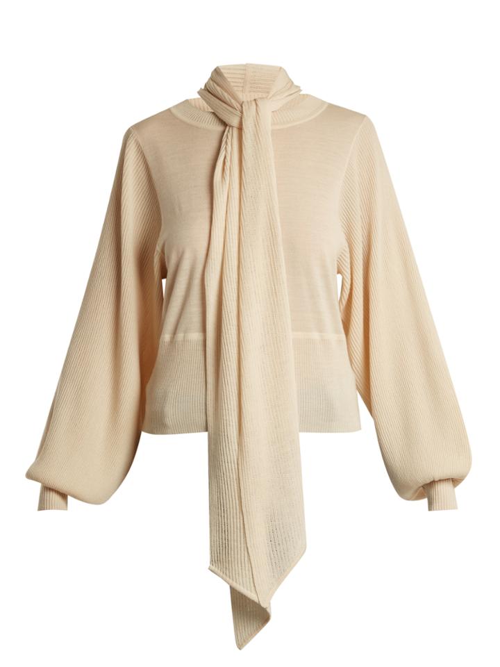 Chloé Neck-tie Wool Sweater