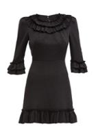 Matchesfashion.com The Vampire's Wife - The Gloria Ruffled Silk-blend Mini Dress - Womens - Black
