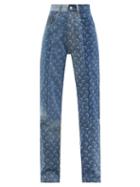 Matchesfashion.com Marine Serre - Crescent Moon-print Upcycled Straight-leg Jeans - Womens - Denim