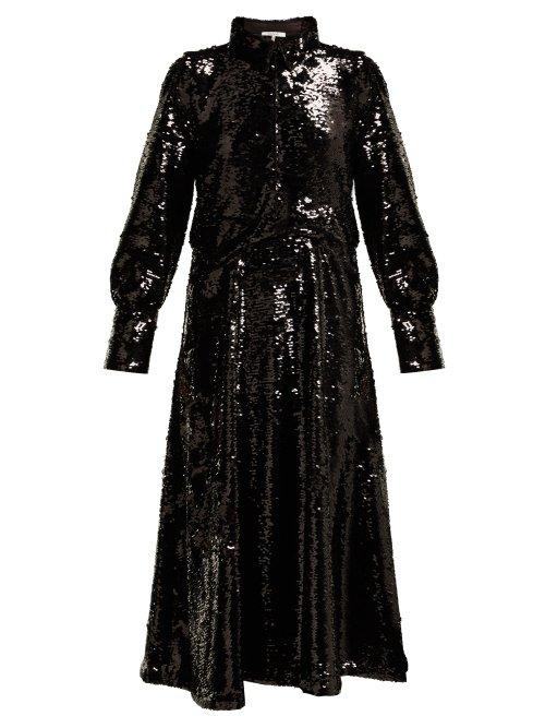 Matchesfashion.com Ganni - Sonora Sequinned Midi Dress - Womens - Black