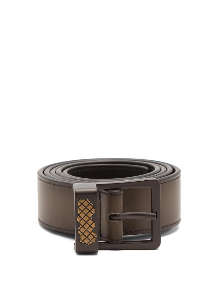 Bottega Veneta Intrecciato-plaque Leather Belt