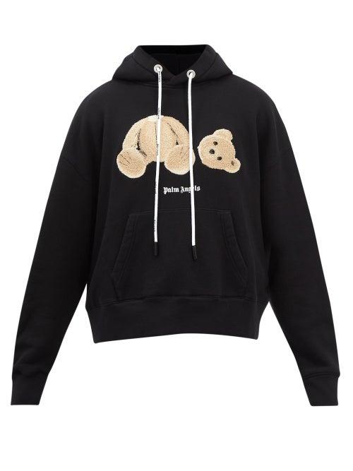 Palm Angels - Teddy Bear-print Cotton-jersey Hooded Sweatshirt - Mens - Black