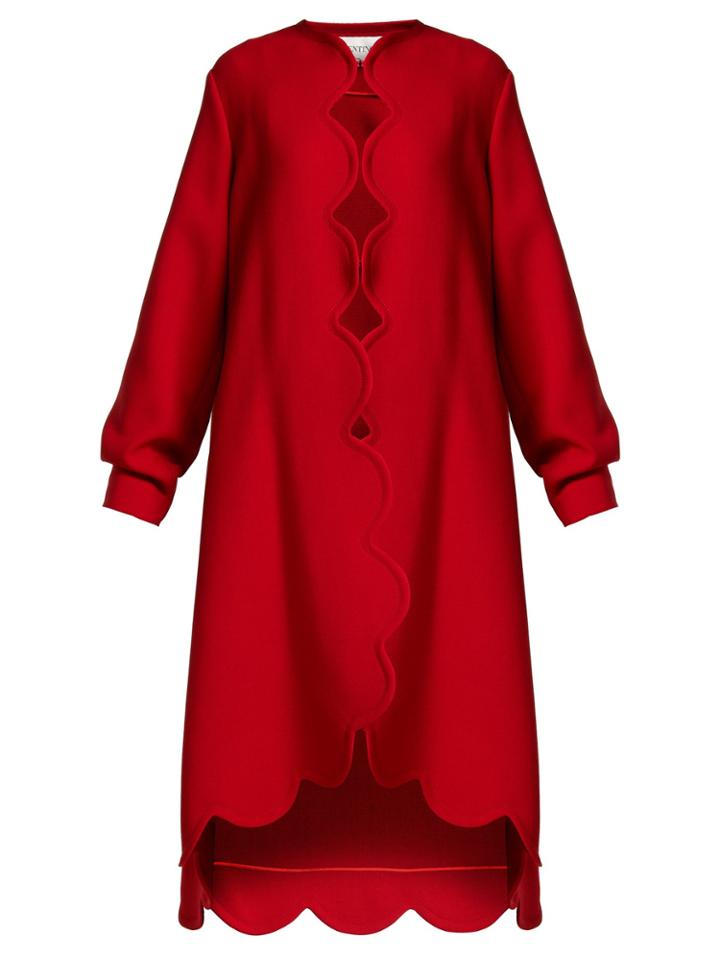 Valentino Scalloped-edge Wool-crepe Coat