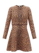 Ladies Rtw Valentino - Crepe Couture Animalier-print Wool-blend Minidress - Womens - Brown