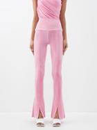 Norma Kamali - Spat High-rise Slit-hem Velvet Leggings - Womens - Pink