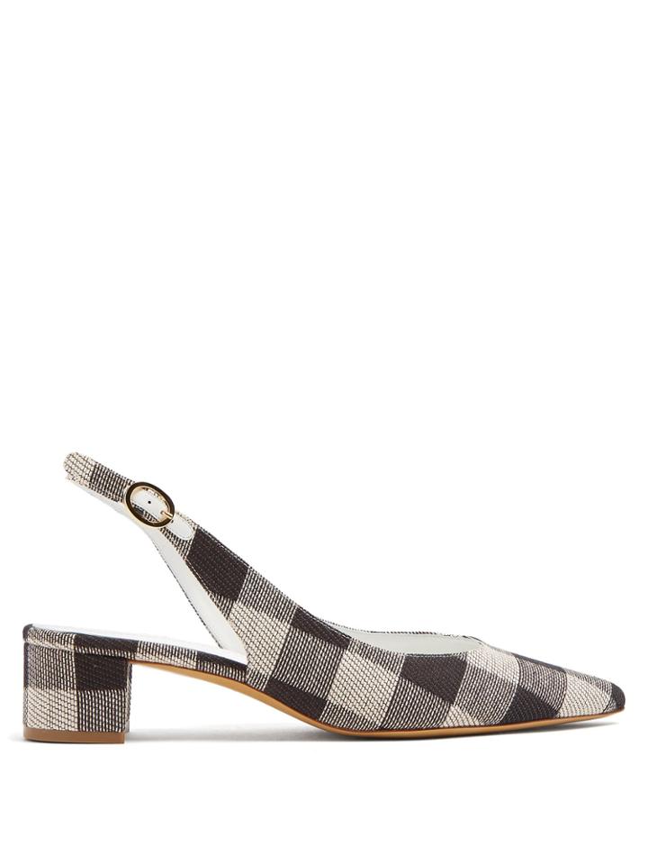 Mansur Gavriel Checkered Woven Slingback Pumps