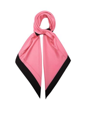 Lescarf - Border-print Silk-twill Scarf - Womens - Pink Black