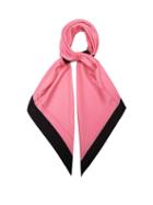 Lescarf - Border-print Silk-twill Scarf - Womens - Pink Black