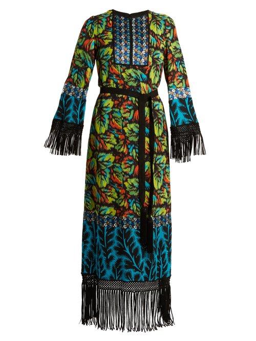 Matchesfashion.com Andrew Gn - Multi Print Tie Waist Silk Blend Georgette Gown - Womens - Multi