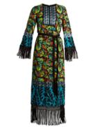 Matchesfashion.com Andrew Gn - Multi Print Tie Waist Silk Blend Georgette Gown - Womens - Multi