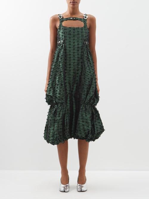 Chopova Lowena - Gathered Fil-coup Taffeta Midi Dress - Womens - Green Multi