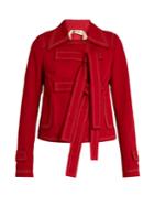 No. 21 Tie-front Cotton And Linen-blend Jacket