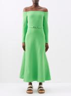 Gabriela Hearst - Carole Off-the-shoulder Knitted Dress - Womens - Bright Green