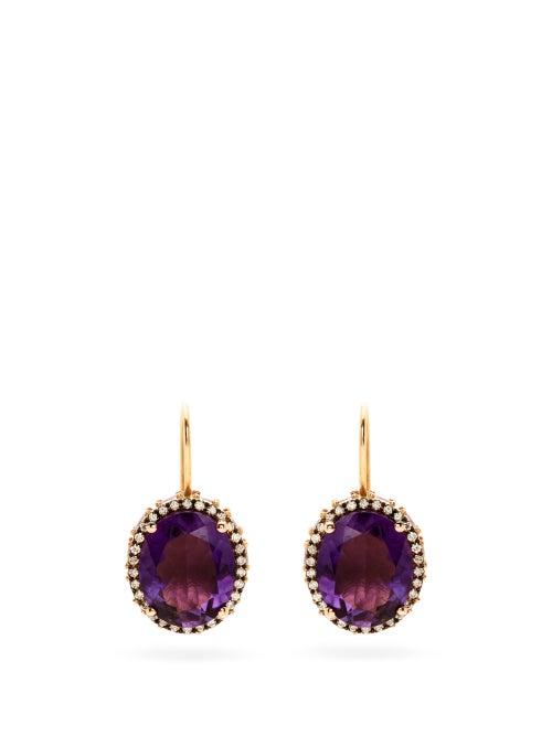 Matchesfashion.com Ileana Makri - Daisy Eternity Amethyst & 18kt Rose Gold Earrings - Womens - Purple