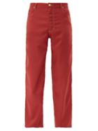 Matchesfashion.com Eckhaus Latta - Topstitched Twill Wide Leg Trousers - Mens - Red
