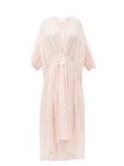 Matchesfashion.com Love Binetti - Tiered Striped Voile Dress - Womens - Light Pink