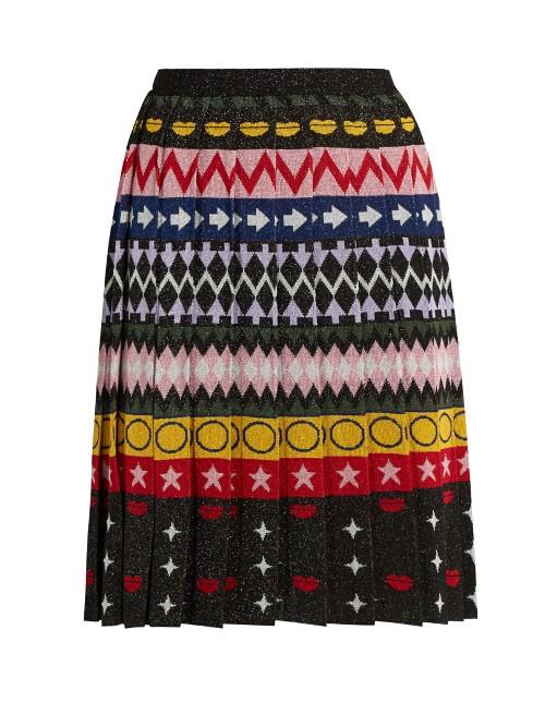 Mary Katrantzou Mandy Motif-jacquard Pleated Skirt