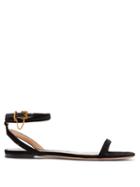 Matchesfashion.com Valentino - Chain Embellished Wrap Velvet Sandals - Womens - Black