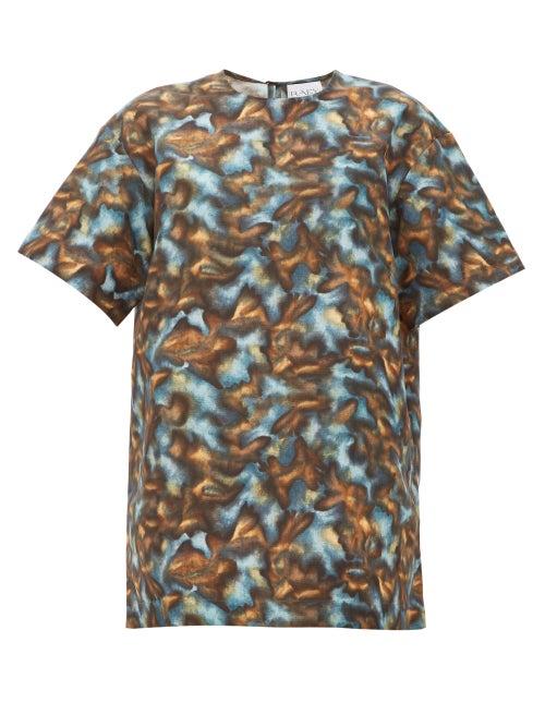 Matchesfashion.com Raey - Long Line Abstract Print Twill Top - Womens - Navy Print