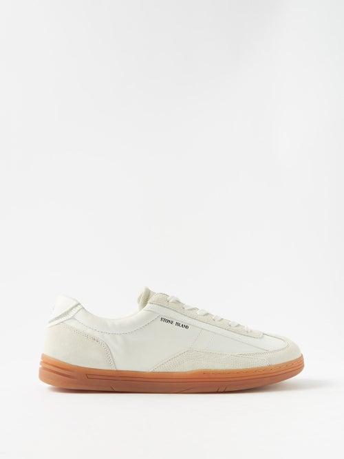 Stone Island - S0201 Leather And Suede Trainers - Mens - White