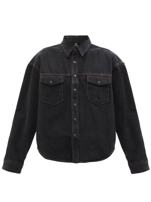 Ladies Rtw Wardrobe. Nyc - Curved-hem Denim Jacket - Womens - Black