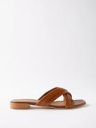 Malone Souliers - Gavi Crossover Leather Slides - Womens - Brown
