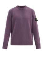 Matchesfashion.com Stone Island - Logo-patch Ribbed Wool-blend Sweater - Mens - Purple