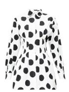 Matchesfashion.com Carolina Herrera - Pleated Polka-dot Twill Mini Dress - Womens - White Black
