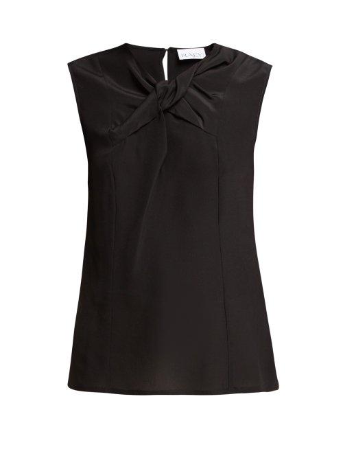 Matchesfashion.com Raey - Knot Front Silk Top - Womens - Black