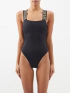Versace - La Greca Square-neck Swimsuit - Womens - Black