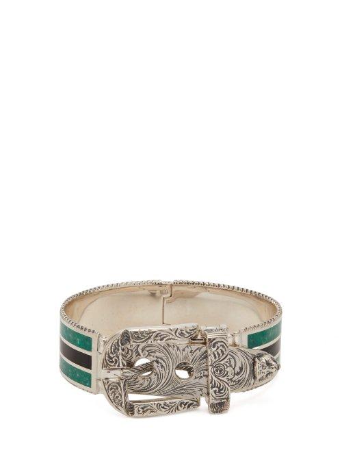 Matchesfashion.com Gucci - Garden Enamel And Sterling Silver Bracelet - Mens - Silver