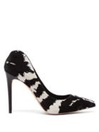 Matchesfashion.com Alexander Mcqueen - Zebra Print Velvet Pumps - Womens - Black White