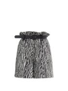 Matchesfashion.com Self-portrait - Zebra-sequinned Paperbag-waist Shorts - Womens - Black White